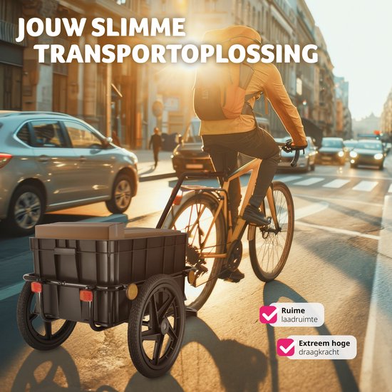 tectake® 2-in-1 bike trailer - Chariot à bagages et poussette - Remorque pour vélos, VTT et eBikes - Remorque de transport avec barre de remorquage - Avec bâche et pneus - Capacité de charge maximale 50kg