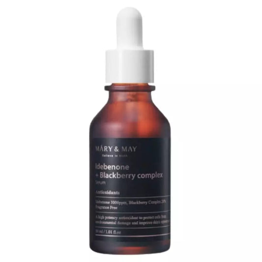 Mary&May Idebenone + Blackberry Complex Serum - Sérum pour le visage à l'idébenone et à la mûre - Nourrissant et hydratant - 10 ml