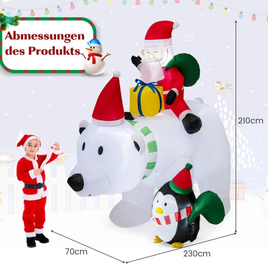 Costway Décoration de Noël gonflable - LED et accessoires inclus - 230 x 70 x 210 cm - Multicolore