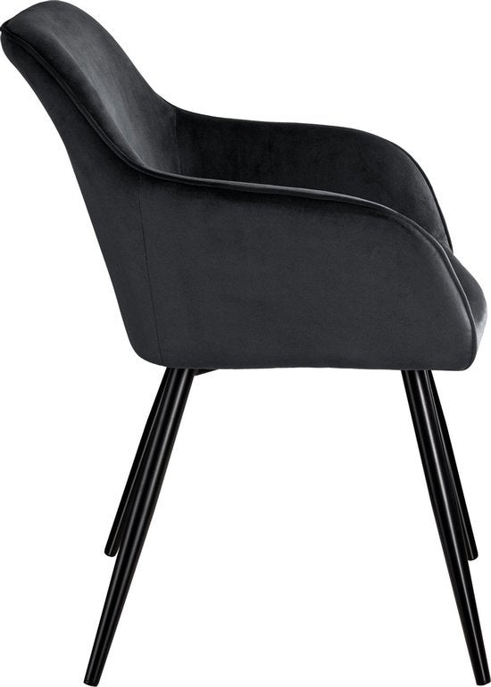 tectake® - Chaise - chaise de salle à manger - Marilyn aspect velours noir - 403663