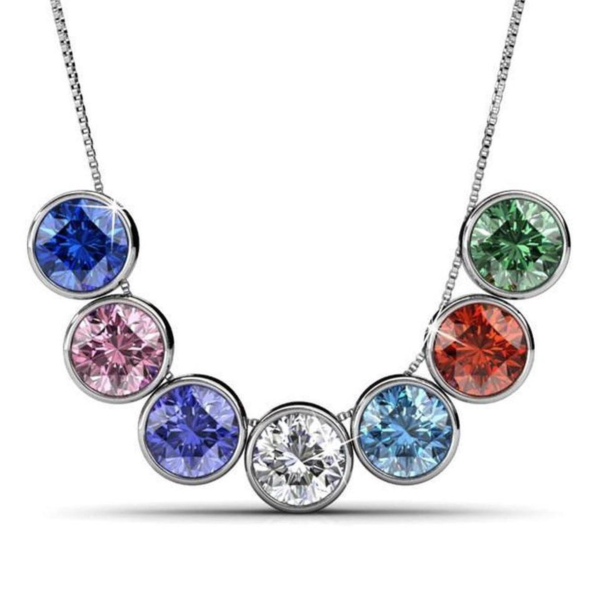 Yolora Collier pour femmes avec pendentif - 7 cristaux Kalpa Camaka colorés - Lot de 7 - Couleur argentée