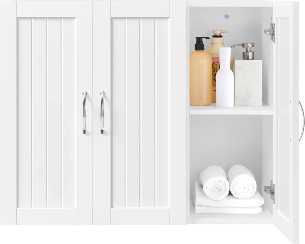 Armoire suspendue Yaheetech - 3 portes - Étagère réglable - 75 x 31 x 60 cm - Blanc