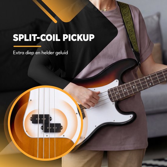 Guitare basse électrique Finesse avec ampli - Kit de démarrage - Adultes - Enfants - Sunburst
