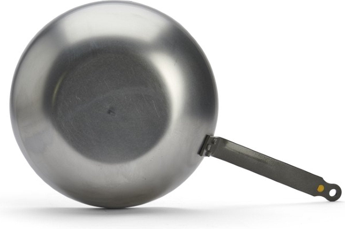 De Buyer Wok - Tôle d'acier - Ø 28 cm - Fond large - Gris - Sans PFAS - Convient à l'induction