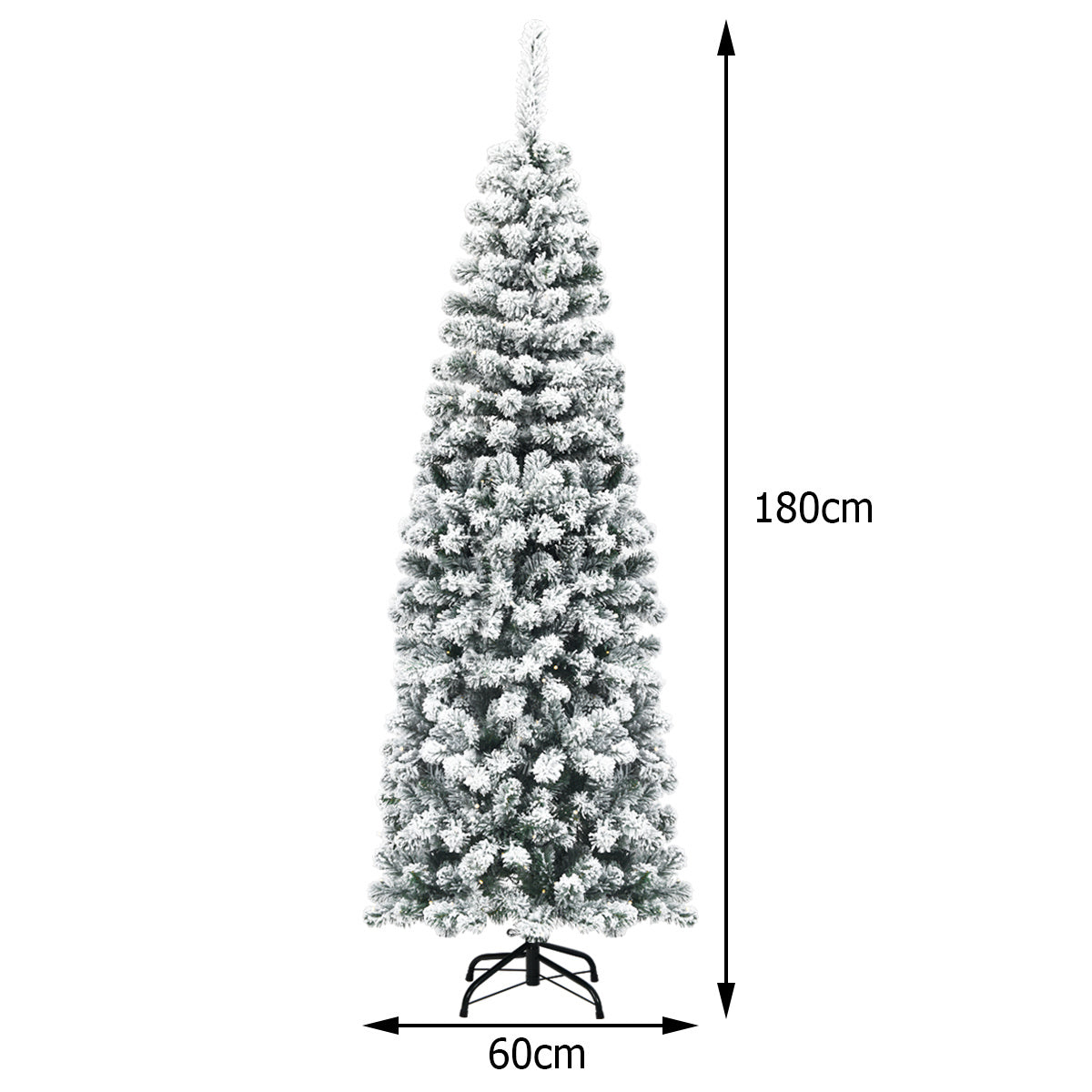 Coast Pencil Sapin de Noël avec neige - Avec base en métal - 180 cm