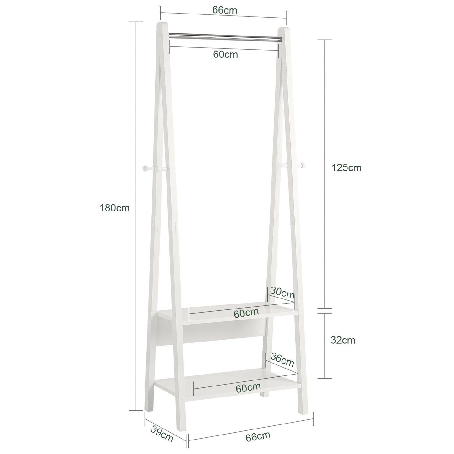SoBuy Portemanteau - MDF - Max. 15 kg - 66 x 39 x 180 cm - Blanc