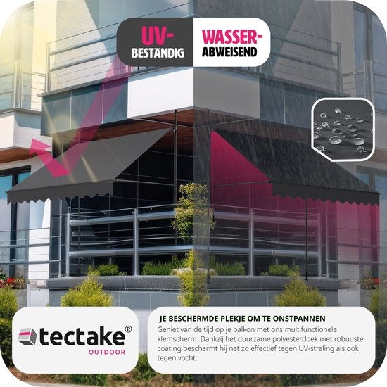 tectake - store à pinces - parasol - store - réglable - store à pinces - parasol balcon - 250 x 120 cm - noir gris - store - 404962