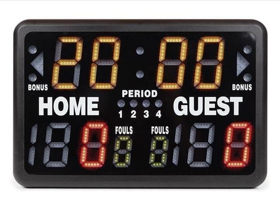 Perel Tableau d'affichage numérique, multisport, avec chronomètre sportif multifonctionnel, utilisation intérieure et extérieure, modèle de table, utilisation autonome ou sur support, 40,5 x 62 cm