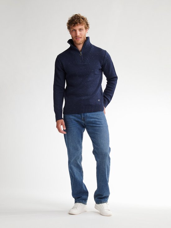 Petrol Industries - Pull en maille à demi-zip pour homme Denver - Bleu - Taille L