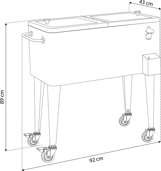 AXI Retro Cooler Blanc - Glacière à roulettes - Capacité de 76 L - Glacière avec robinet de vidange