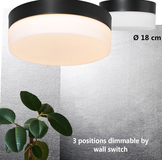 Plafonnier Ikaro 1362ZW Noir Ø18 cm - Moderne, Électronique et Verre, Steinhauer
