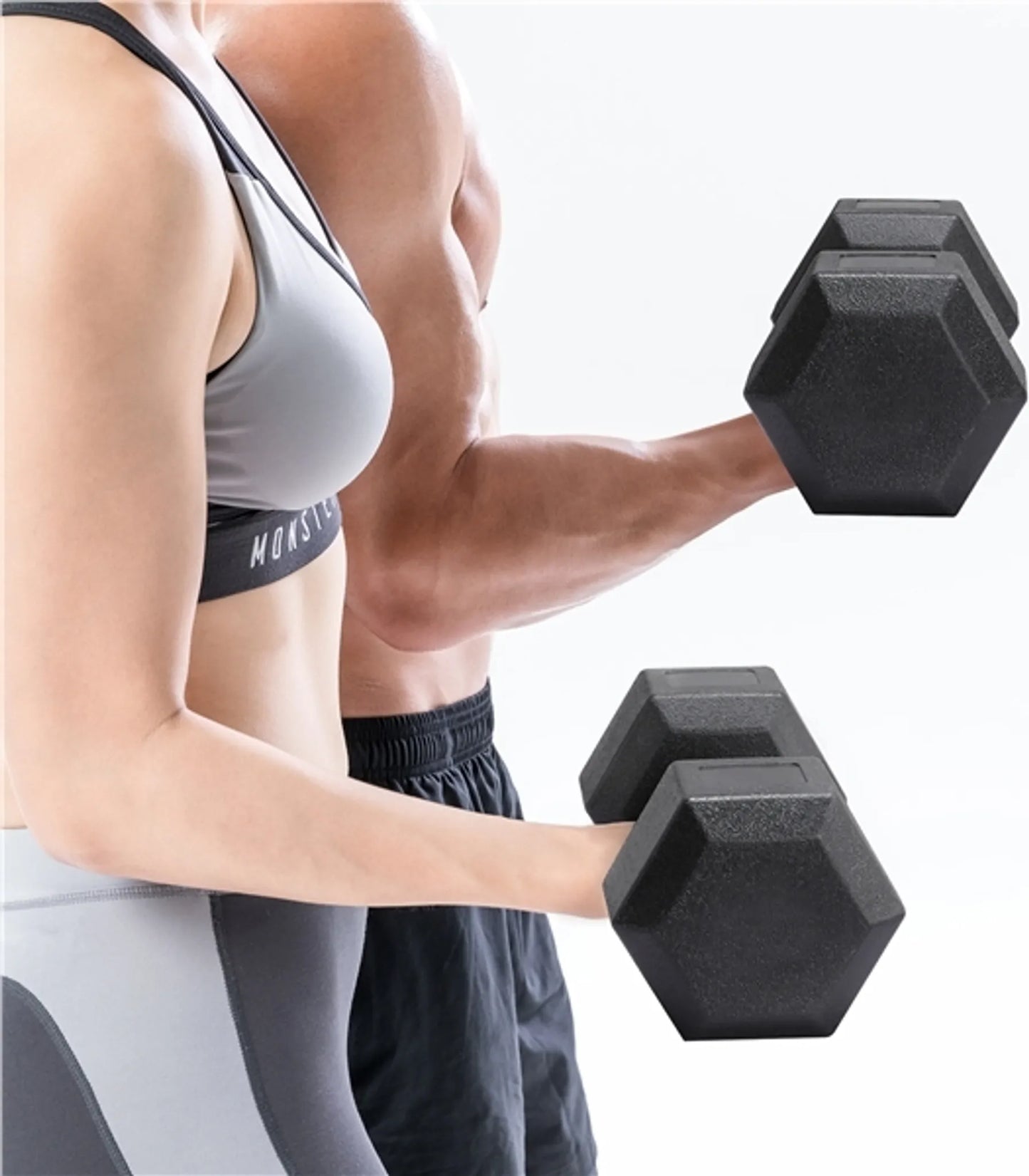 Yaheetech Jeu d'haltères de 2 x 5 kg - Tête hexagonale, conception antiroulis et revêtement en plastique - Pour la musculation et la gym à domicile - Plastique noir et béton - 28.5 x 15 x 13 cm