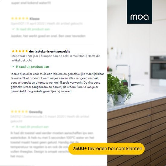 MOA Cuiseur de riz avec cuiseur vapeur 1.5 litres - acier inoxydable - RC18S