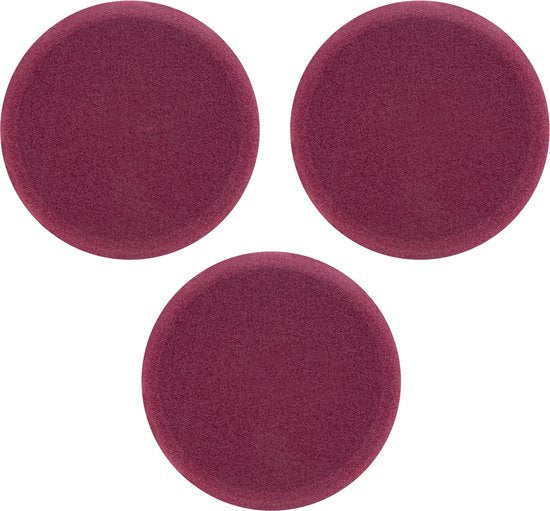 VONROC Disques de polissage/Pads de polissage en mousse pour polisseuses - 150mm, 3 pièces - Rouge