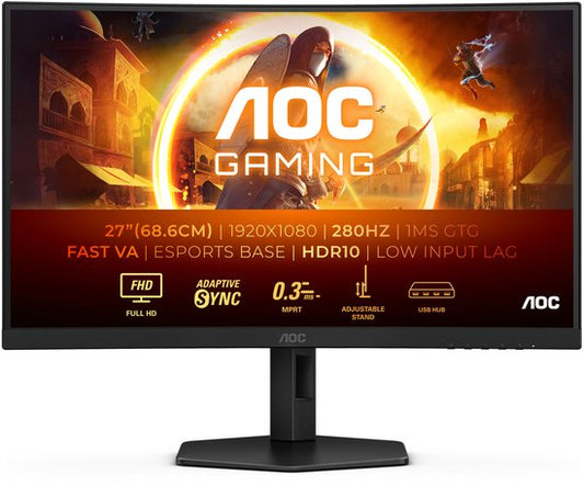 AOC C27G4ZXU - Écran incurvé Full HD - Haut-parleurs - Hub USB - Ergonomique - 280 Hz - 0,3 ms - 27 pouces