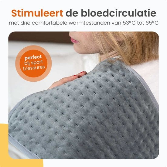 Goliving Heat Pillow - Oreiller chauffant pour le cou et les épaules - 3 niveaux de chaleur - fonction minuterie - lavable en machine - 100 W - molleton - 30 x 60 cm - gris