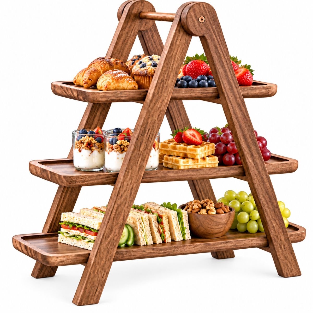 Ceruzo : présentoir en bois à 3 étages – étagère pliable – 43 x 18 x 40 cm