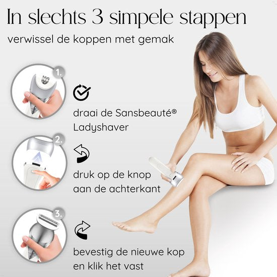 Sansbeauté® 7 in 1 Ladyshaves for Women - Face - Underarms - Legs - Epilator - Trimmer for Women & Ladies - Bikini trimmer Ladies - Shaver Woman