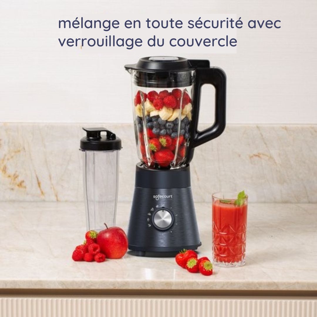Blender Safecourt Kitchen - 5 programmes automatiques - Smoothie - 1300 watts - Noir