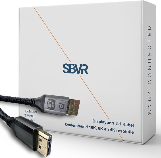 Câble DisplayPort 2.1 - 16K@60Hz/8K@120Hz/4K@144Hz - DisplayPort vers DisplayPort - Câble DP - 2 mètres