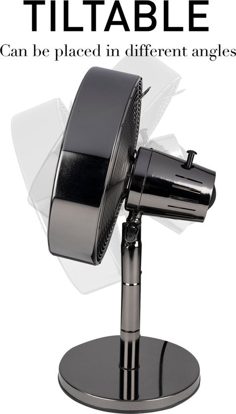 Ventilateur de table Lifetime Air - 230V - Ventilateur de bureau 30CM - 3 vitesses - Fonction oscillante - Inclinaison - Noir