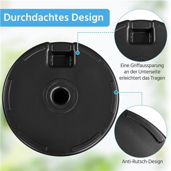 Pied de parasol Yaheetech Ø 50 cm - Noir - Pied de parasol à remplir d'eau ou de sable pour parasols de Ø 38 à 48 mm