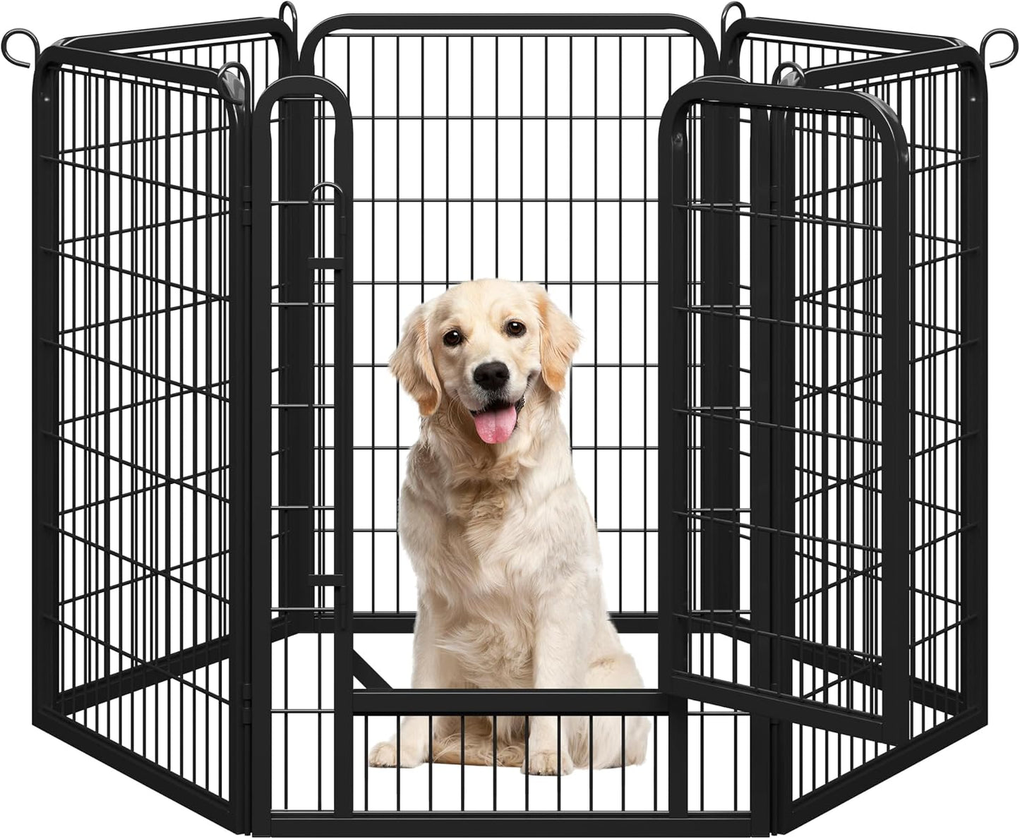 Yaheetech Puppyren - Enclos métallique pour chiots 6 panneaux avec porte - 100 cm de haut - 68 x 100 cm par panneau - Noir