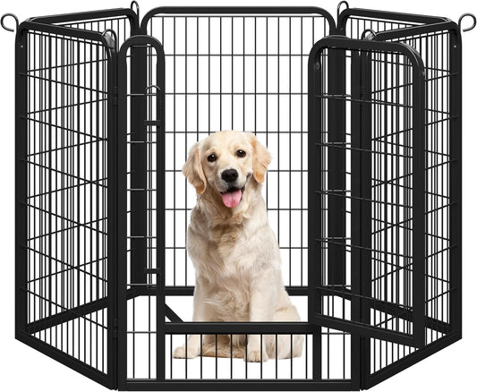 Yaheetech Puppyren - Enclos métallique pour chiots 6 panneaux avec porte - 100 cm de haut - 68 x 100 cm par panneau - Noir