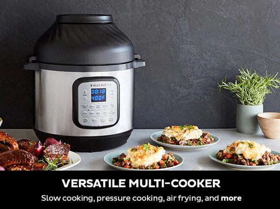 Multicuiseur Instant Pot Duo Crisp 7,6 L + friteuse à air chaud - Autocuiseur 11-en-1 - Mijoteuse - Cuisson sous vide - Friteuse à air chaud - Système à double couvercle - Jusqu'à 8 portions