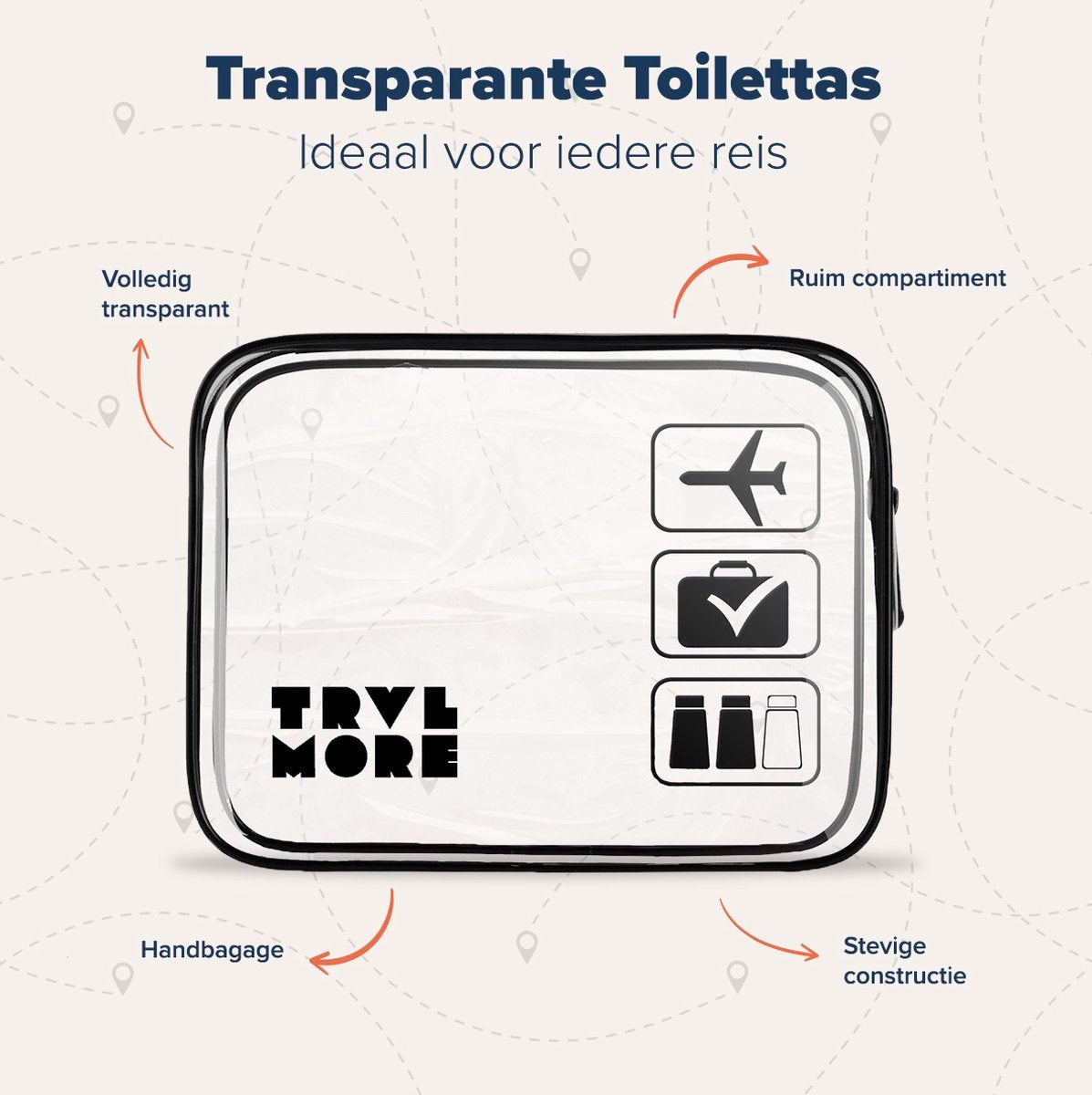 TRVLMORE Trousse de toilette transparente - Noir/Transparent