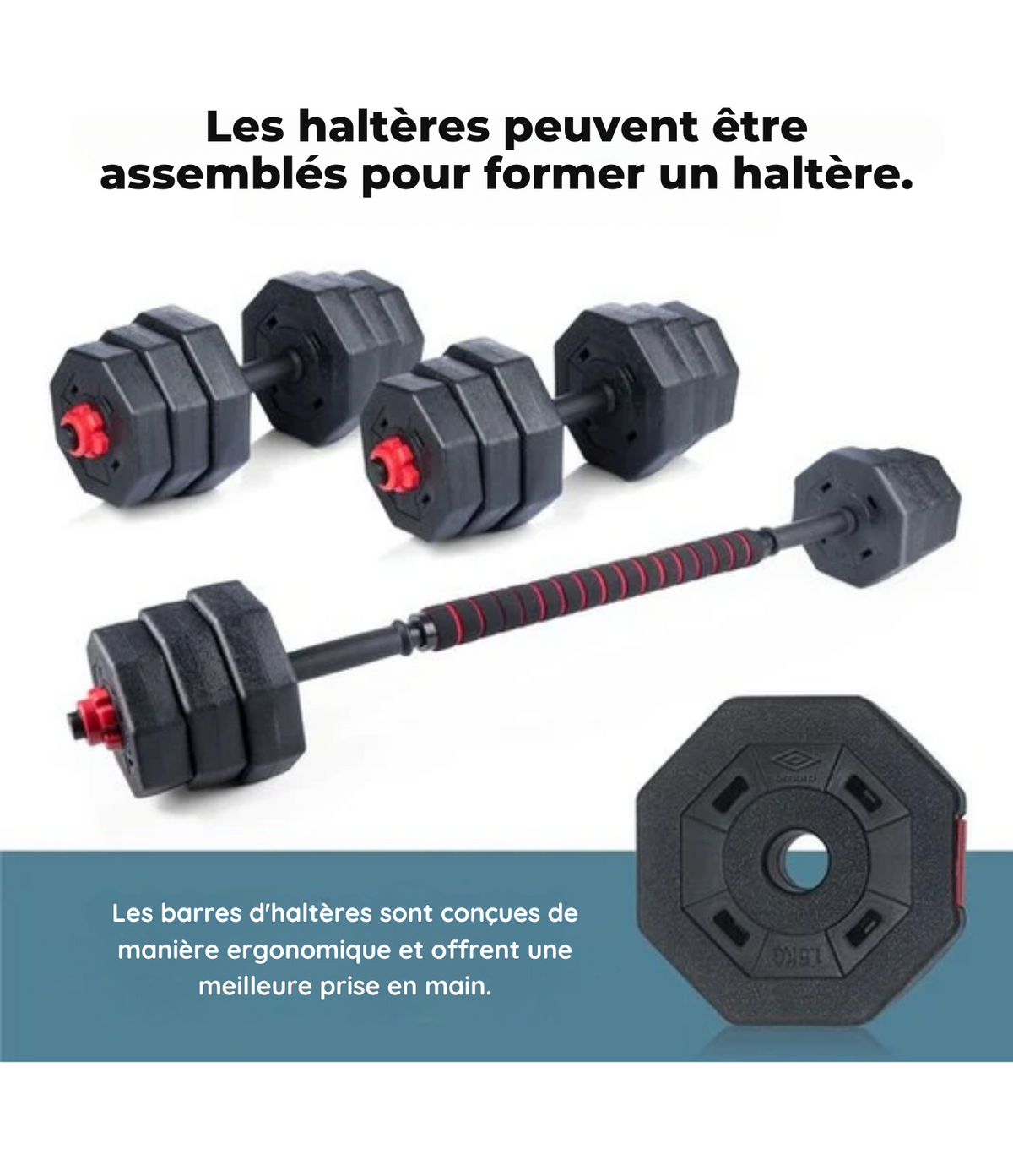 Jeu d'haltères - Umbro - 20 KG - Haltères réglables - Poids 1,25 KG, 1,5KG et 2KG - Plastique