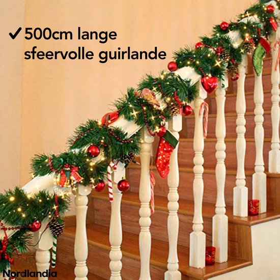 Nordlandia Guirlande Avec Lumières - Timer - Décoration de Noël - 500CM - Guirlande de Noël - Décoration de Noël - 100 LED - Batterie