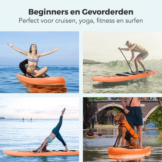 LifeGoods SUP Board - avec siège - Inflatable Paddle Board - Set complet - Max. 135KG - 320x81cm - Orange