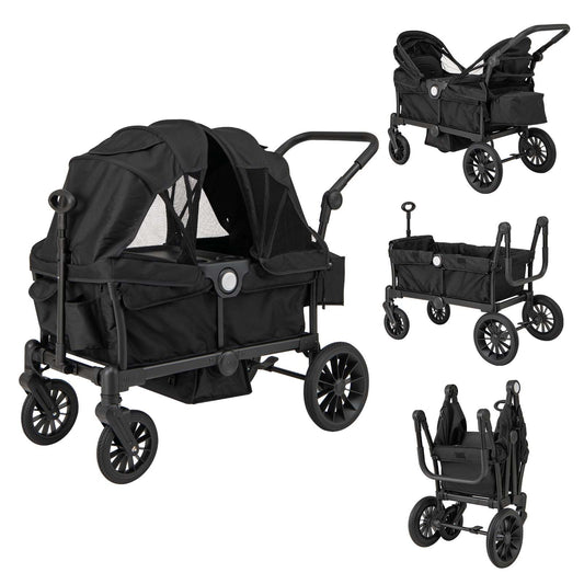 Coast 2-in-1 Twin Trolley pliable Noir - 104 x 57 x 107 cm - Avec poignée réglable et capuche amovible