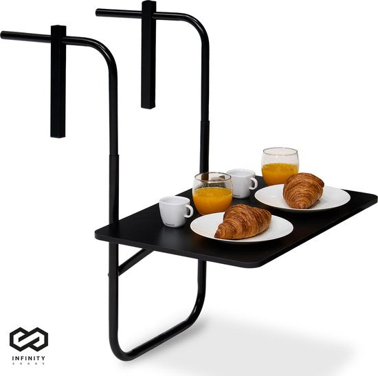 Infinity Goods Table de balcon - pliante - 40 x 60 CM - réglable - suspendue - noire