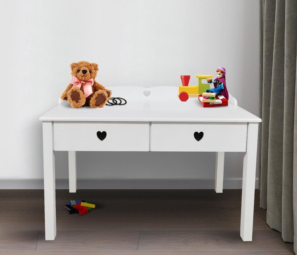 Bureau enfants - VDD - 2 tiroirs - Bureau de travail - 55 x 110 x 61 cm - Blanc