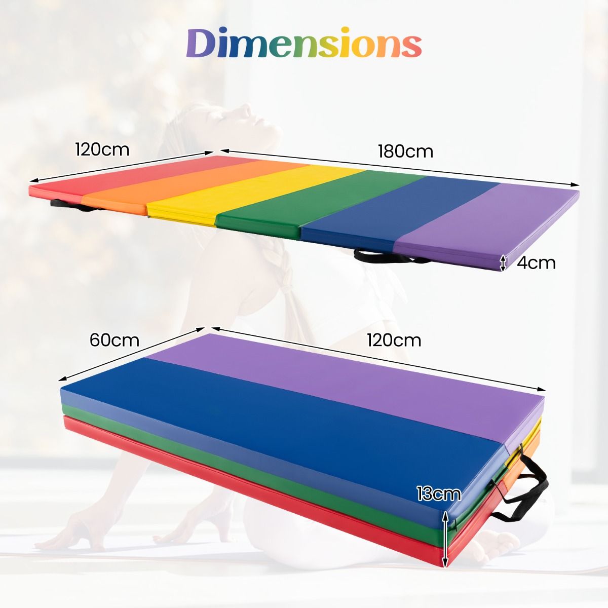 Tapis de gymnastique pliable Coast - Pliable en 3 parties - Tapis de gymnastique de 180 cm - multicolore