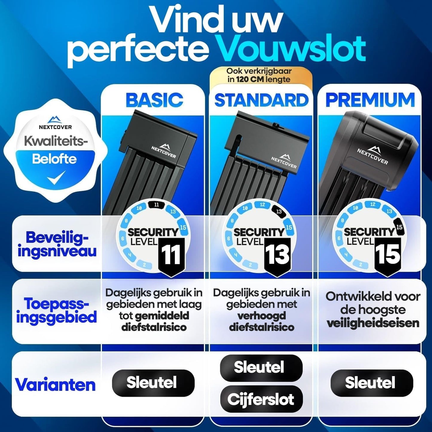 NEXTCOVER® Cadenas pliant pour vélo FoldOne avec code de combinaison FoldBasic 120 cm I Cadenas à chiffres avec technologie SteelSecure I Cadenas pour vélo cadenas pliant haute sécurité incl. support