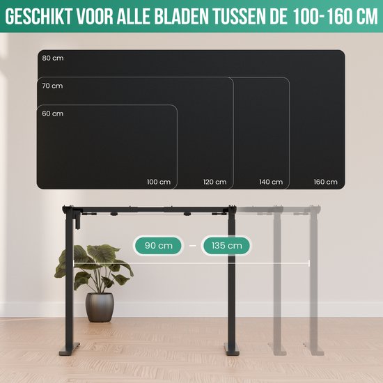 Avalo Piètement de Bureau Réglable Électriquement - Bureau Assis-Debout Électrique - Cadre de Bureau Électrique - Convient pour Plateau de 60-80 x 100-160cm
