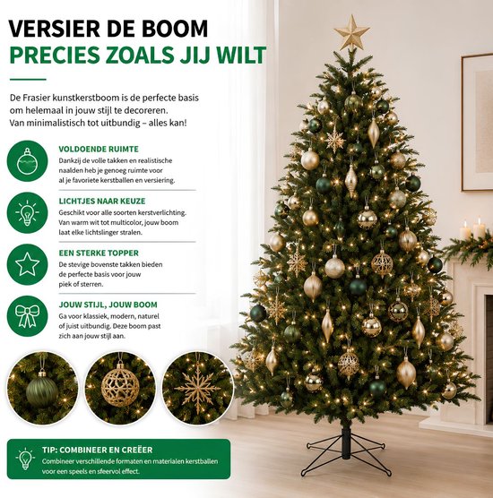 Black Box Trees Frasier Boom - Sapin de Noël à la forme naturelle - Décoration de Noël d'intérieur - Sapin artificiel à charnières - Hauteur 185 x diamètre 124 cm - Vert