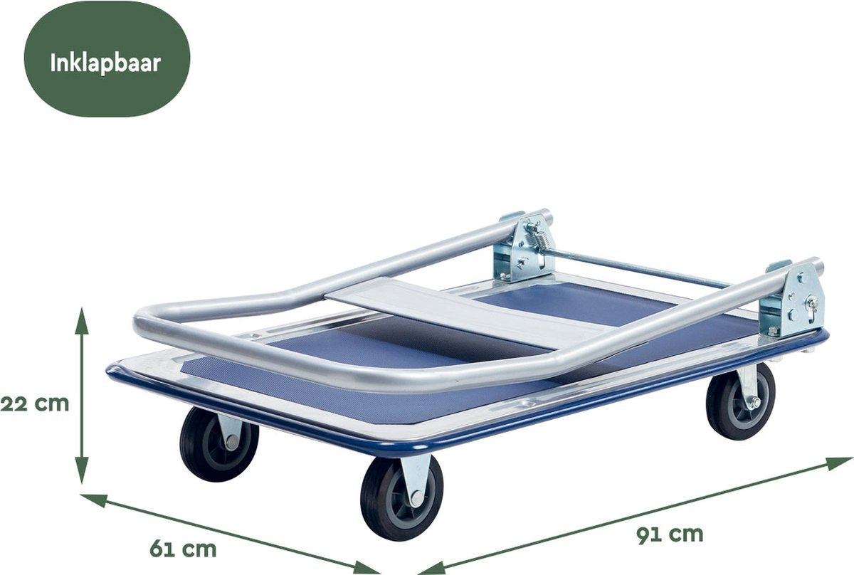 BRASQ Chariot à plate-forme pliable - Capacité 300 KG - Chariot de transport - Chariot de stockage - Chariot à plate-forme