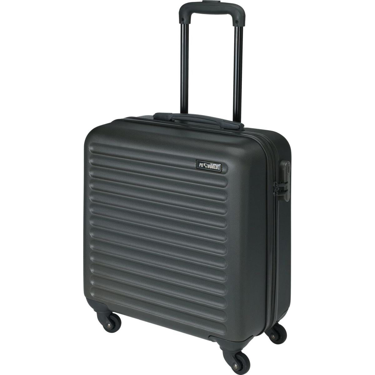 Valise cabine ProWorld 16 pouces - Anthracite - 26 litres - 4 roulettes pivotantes - Serrure à combinaison - 41 x 22 x 47 cm