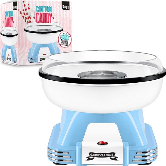 Gadgy barbe à papa Retro Blue - Avec 10 bâtonnets et cuillère à mesurer - Barbe à papa - Friandises - Fête des enfants
