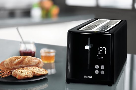 Tefal Smart & Light TL6408 - Grille-pain XL - 4 tranches de pain - Écran numérique - 7 niveaux de brunissage - Bac à miettes amovible