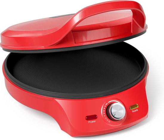 Princess Pizza Maker 115007 - Four à pizza - Thermostat réglable jusqu'à 220 °C - Rouge - Ø 30 cm - Peut également servir de grill de table - Pour les pizzas fraîches et surgelées