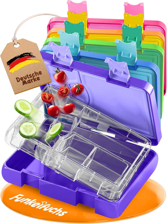 Funkelfuchs® - Lunchbox kids avec compartiment - 800ml, violet - Lunchbox moonlight, large - Boîte à snacks, boîte à snacks, boîte à lunch, boîte à repas, boîte à bento kids - pour l'école, la garderie et le jardin d'enfants