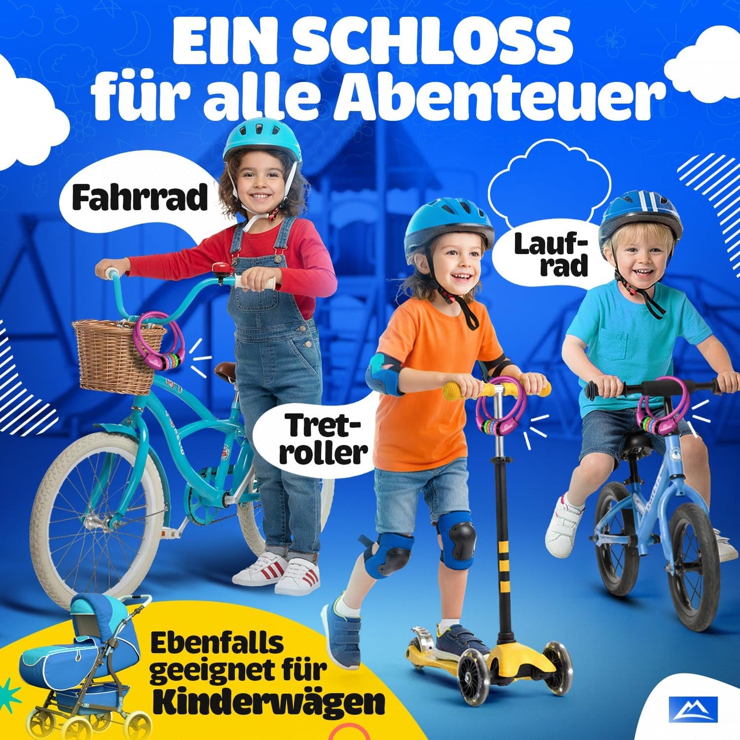 NEXTCOVER® Cadenas à vélo pour enfants - Code numérique à 4 chiffres - Cadenas à combinaison pour vélo avec chiffres colorés - Cadenas pour scooter Extra robuste et sûr - Rose