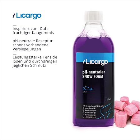 LICARGO Snow Foam 750 ml - pH neutre - Pré-lavage auto - Parfum fruité