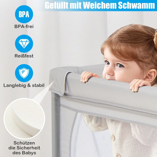 Coffre Coast Babybox avec 50 boules et 2 portes à fermeture éclair - Gris - 205 x 147 x 68,5 cm