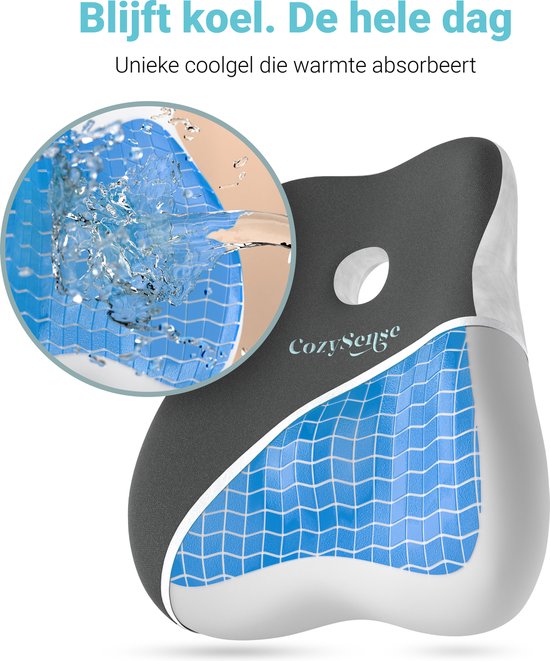 CozySense® Back Support - Coussin lombaire réglable - Coussin lombaire pour la voiture, la chaise de bureau, le lit et le canapé - Ergonomique - Avec Coolgel - Housse lavable